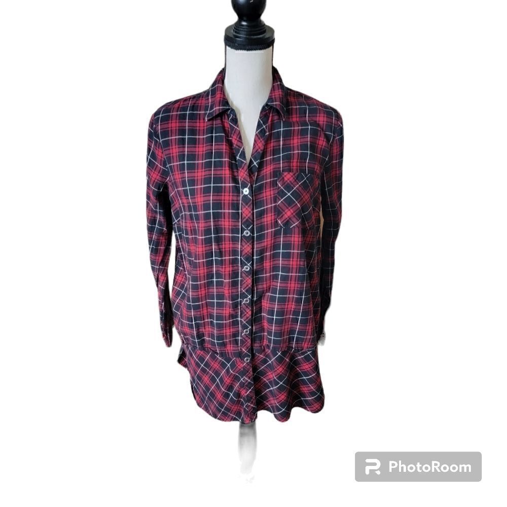 J. Jill Plaid Button Up Tunic with Drop Waist. Size S.